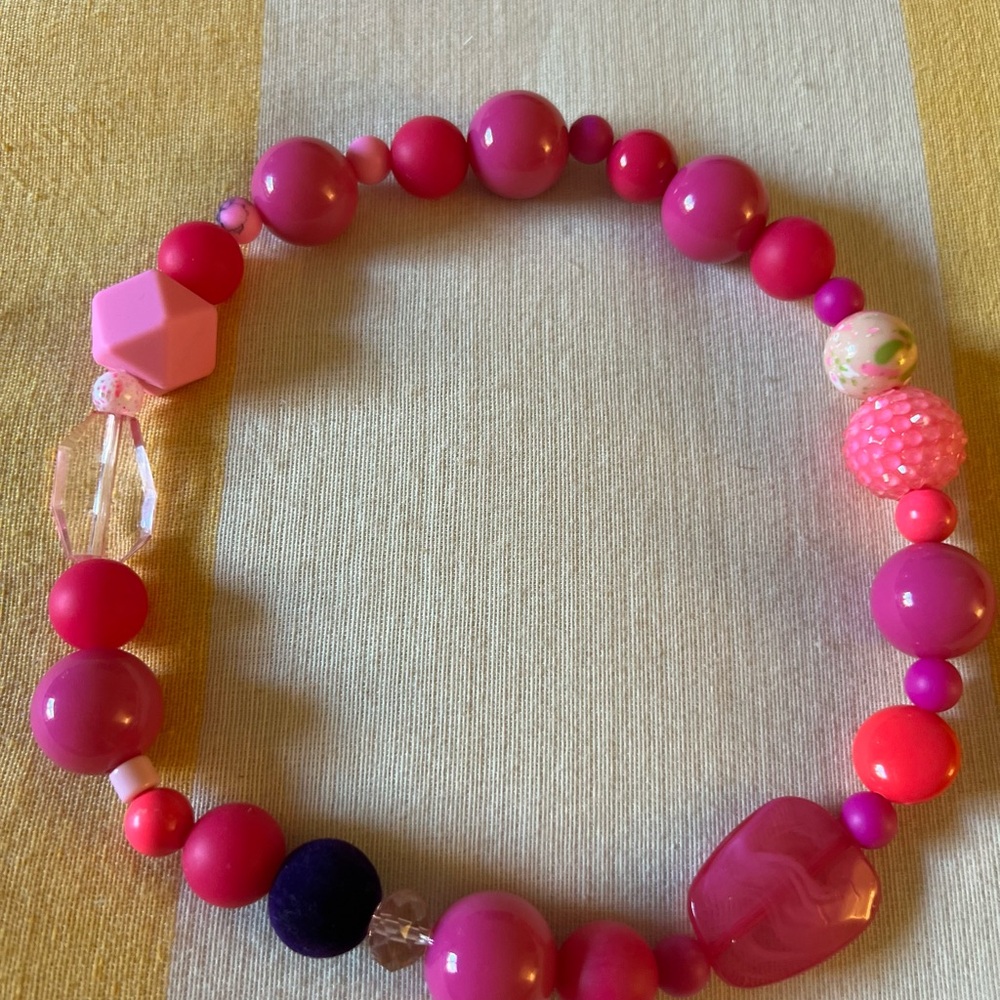 Pink Beaded Kids Bracelet
